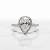 18K White Gold 1.0 Ct Pear Cut Diamond Option Water Drop Engagement Ring