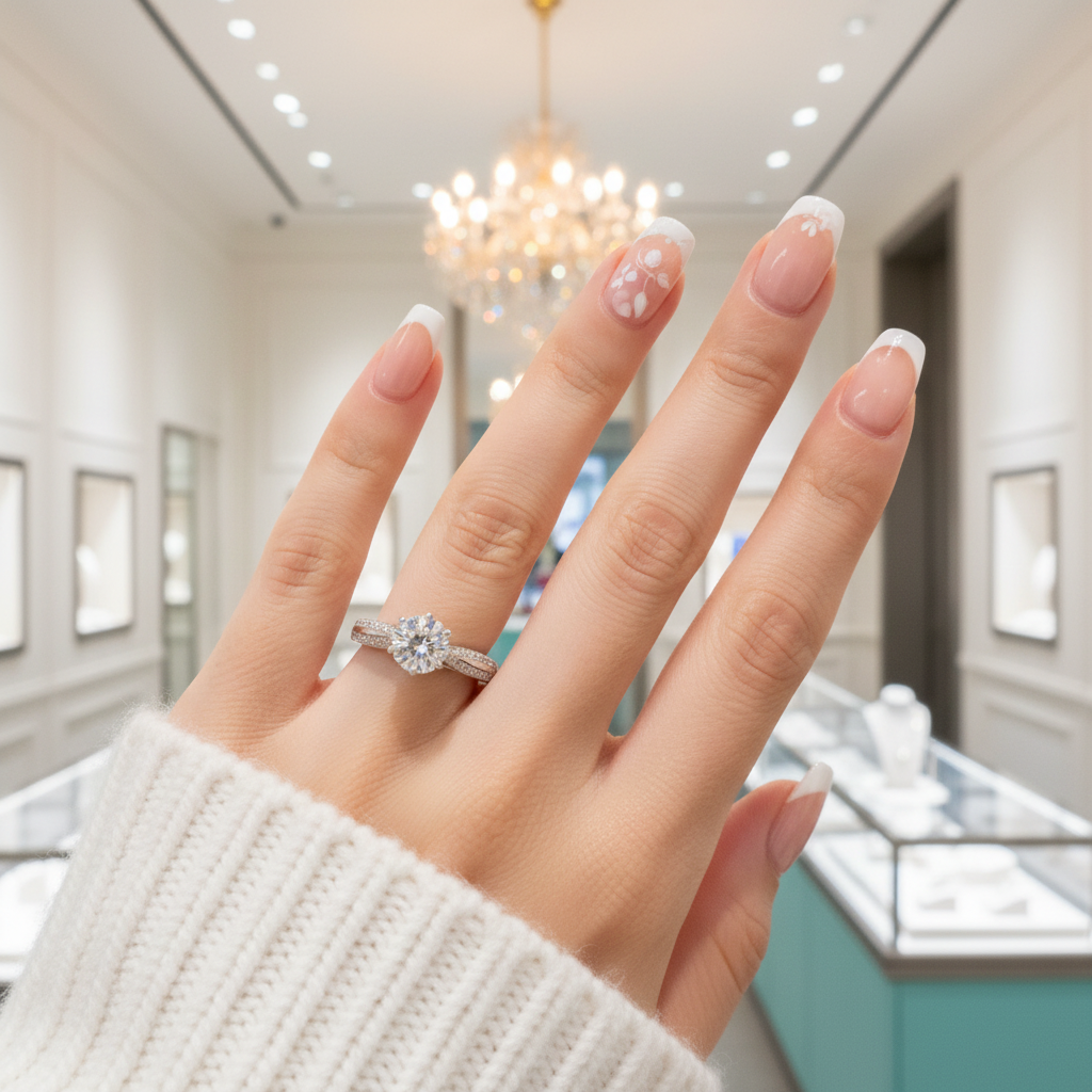 18K White Gold 1.0 Ct Round Diamond Engagement Ring-Evani Jewelry
