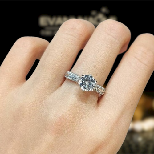 18K White Gold 1.0 Ct Round Diamond Engagement Ring-Evani Jewelry