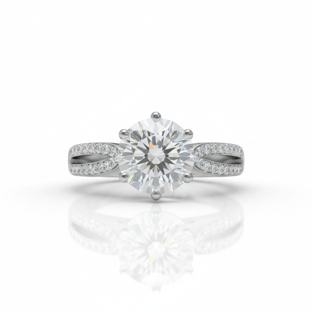 18K White Gold 1.0 Ct Round Diamond Option Engagement Ring