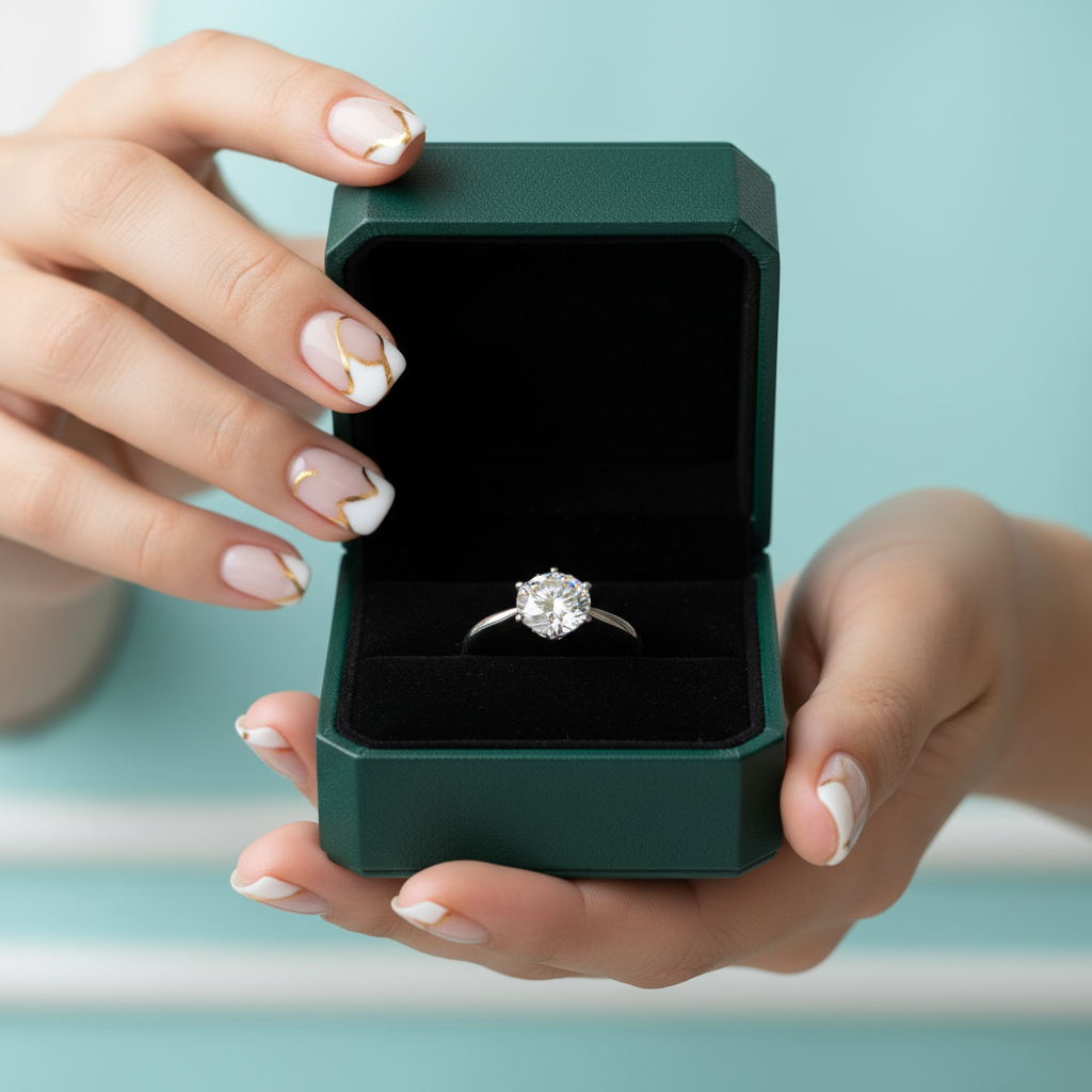 18K White Gold 3.0 Ct Round Cut Diamond Option Engagement Ring - Evani Naomi Jewelry
