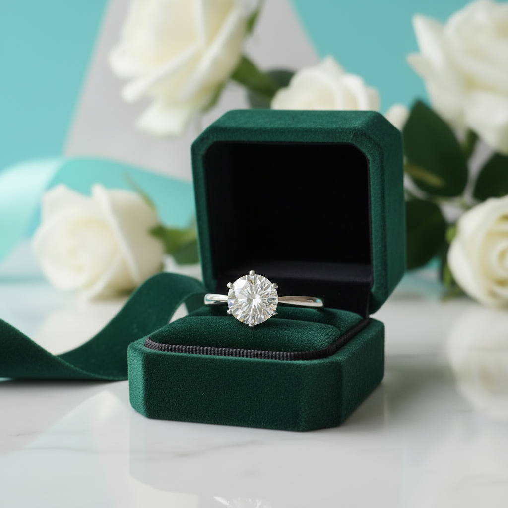 18K White Gold 3.0 Ct Round Cut Diamond Option Engagement Ring - Evani Naomi Jewelry