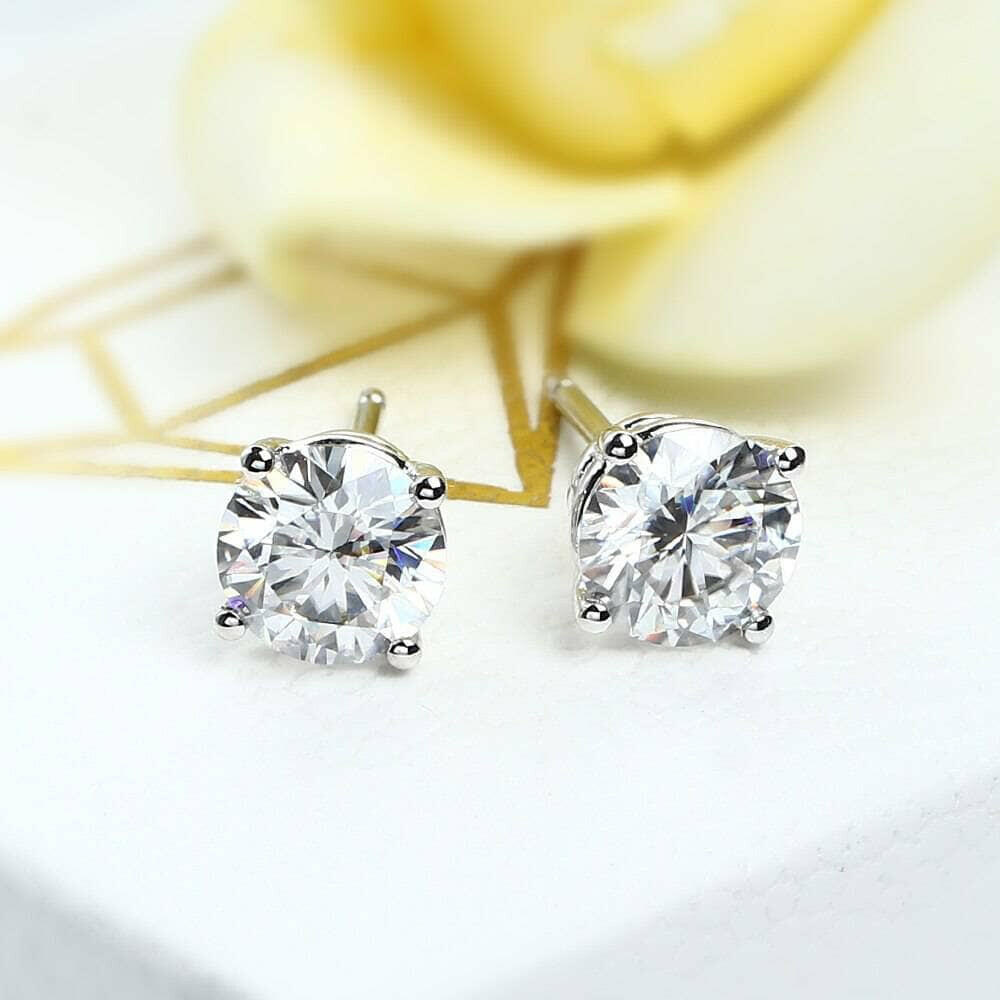 18K White Gold Diamond Stud Earrings-Evani Naomi Jewelry