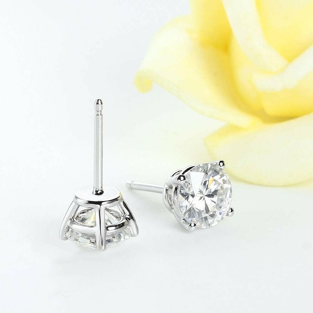 18K White Gold Diamond Stud Earrings-Evani Naomi Jewelry