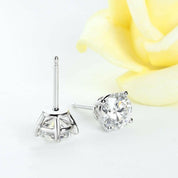18K White Gold Diamond Stud Earrings-Evani Naomi Jewelry