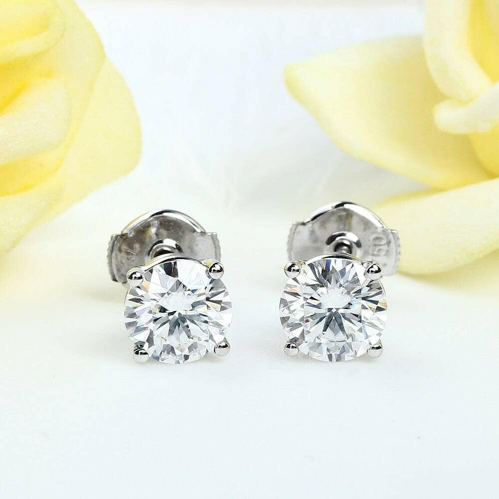18K White Gold Diamond Stud Earrings-Evani Naomi Jewelry