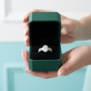 18K White Gold Oval Diamond Option Engagement Ring Set - Evani Naomi Jewelry