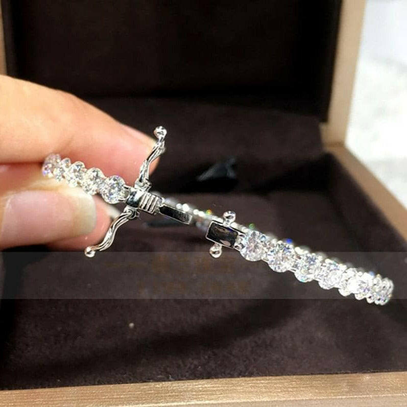 18K White Gold Round Diamond Cuff Bracelet-Evani Naomi Jewelry