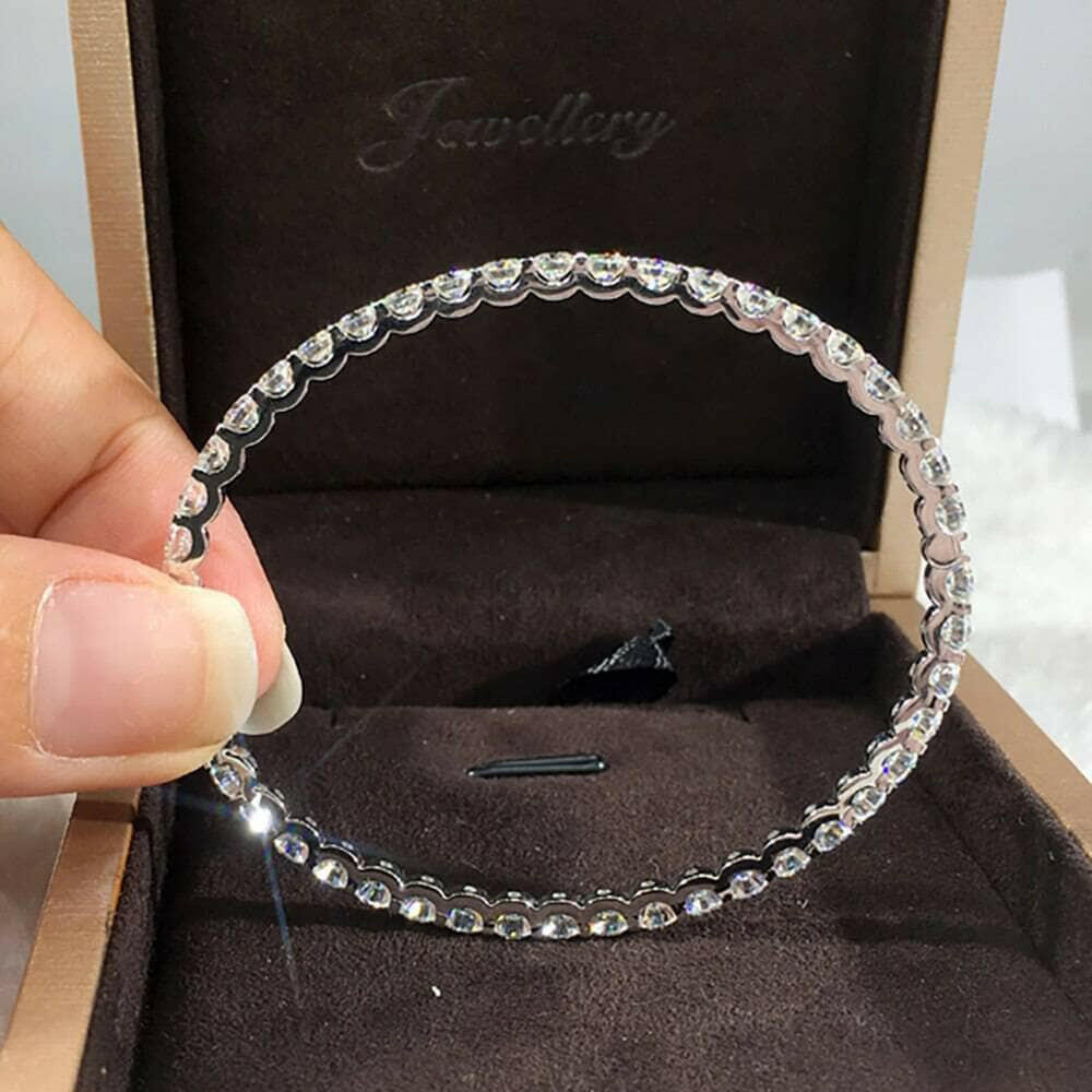 18K White Gold Round Diamond Cuff Bracelet-Evani Naomi Jewelry