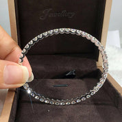 18K White Gold Round Diamond Cuff Bracelet-Evani Naomi Jewelry