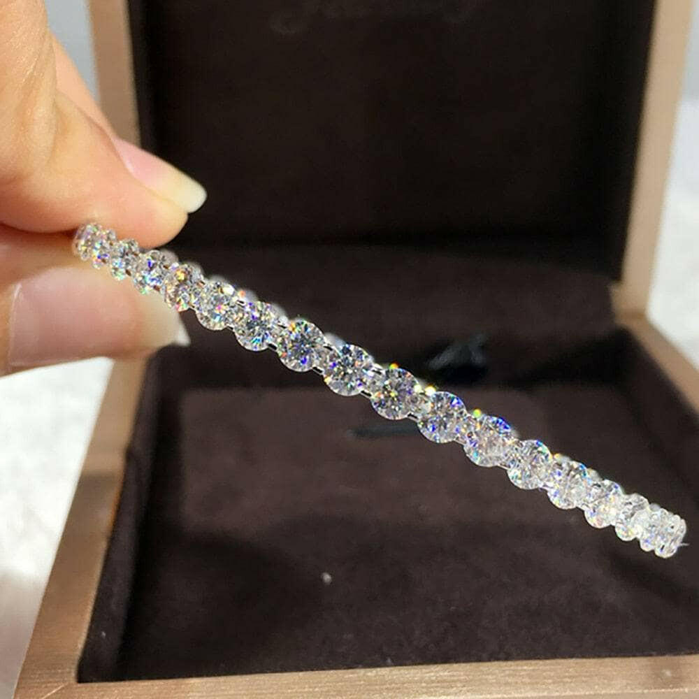 18K White Gold Round Diamond Cuff Bracelet-Evani Naomi Jewelry