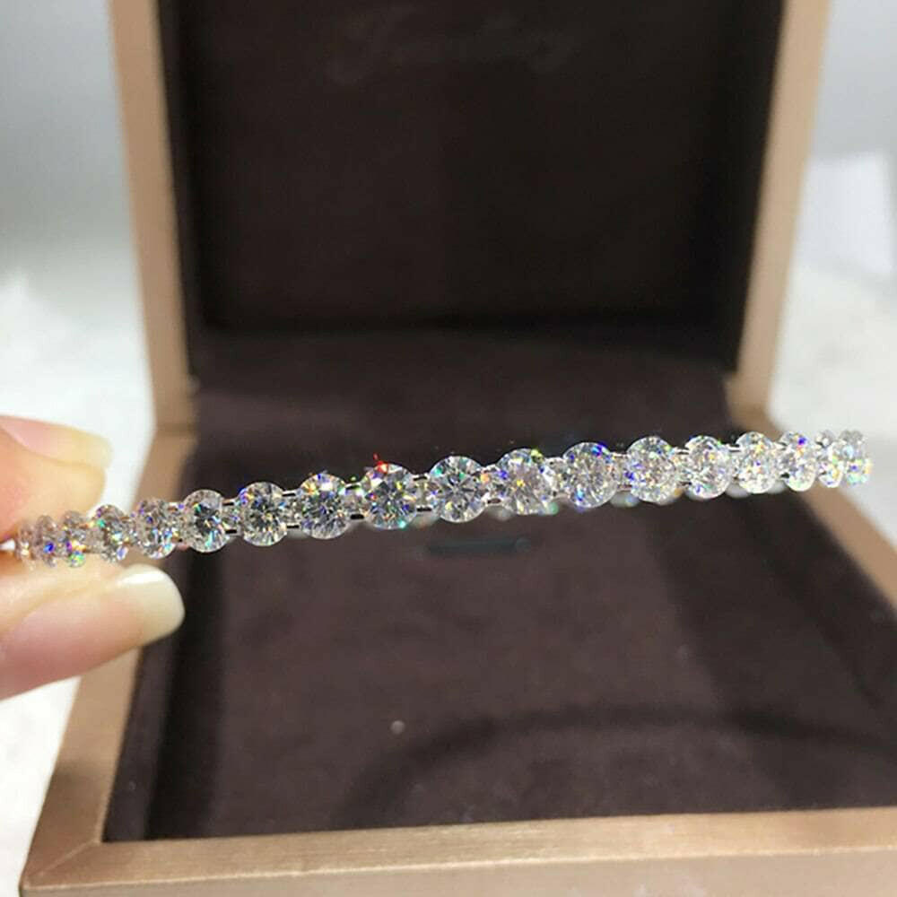 18K White Gold Round Diamond Cuff Bracelet-Evani Naomi Jewelry