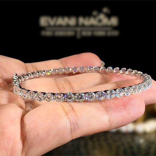 18K White Gold Round Diamond Cuff Bracelet-Evani Naomi Jewelry