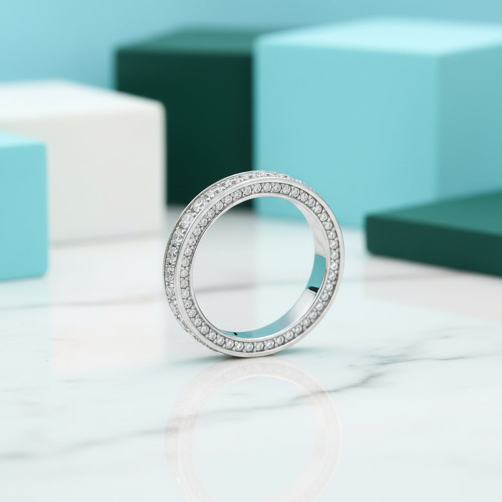 18K White Gold Round Diamond Eternity Wedding Band-Evani Jewelry