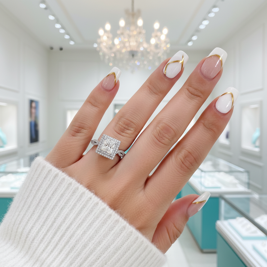 18K White and Rose Gold Princess Cut Diamond Engagement Ring-Evani Jewelry
