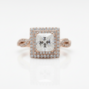 18K White and Rose Gold Princess Cut Moissanite Option Engagement Ring - Evani Naomi Jewelry