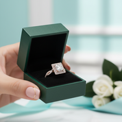 18K White and Rose Gold Princess Cut Moissanite Option Engagement Ring - Evani Naomi Jewelry