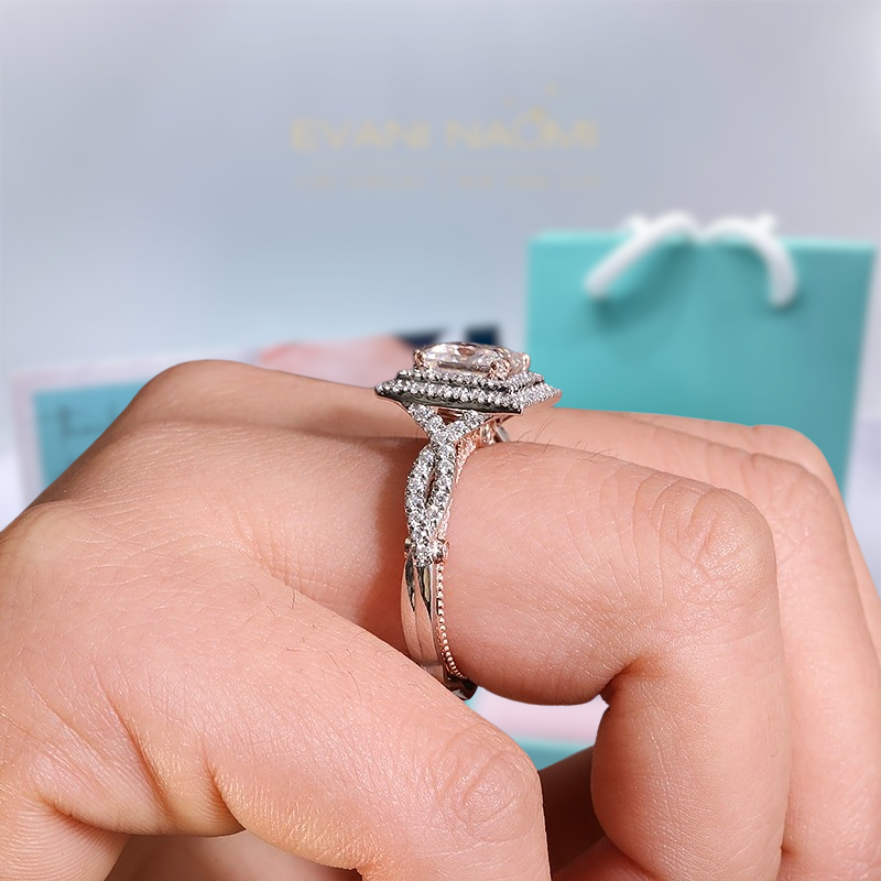18K White and Rose Gold Princess Cut Diamond Engagement Ring-Evani Naomi Jewelry