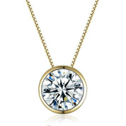 18K Yellow Gold 5.0 Ct Round Diamond Pendant Necklace-Evani Naomi Jewelry