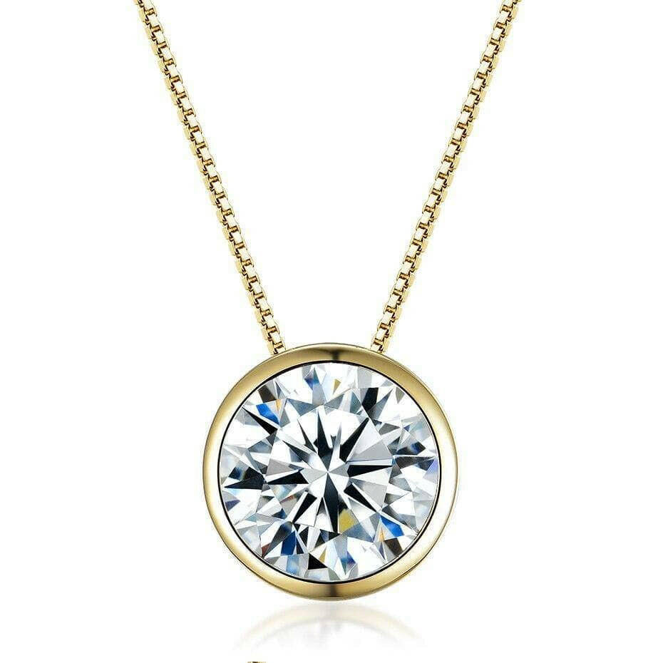 18K Yellow Gold 5.0 Ct Round Diamond Pendant Necklace-Evani Naomi Jewelry