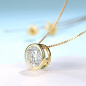 18K Yellow Gold 5.0 Ct Round Diamond Pendant Necklace-Evani Naomi Jewelry