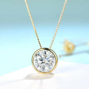 18K Yellow Gold 5.0 Ct Round Diamond Pendant Necklace-Evani Naomi Jewelry