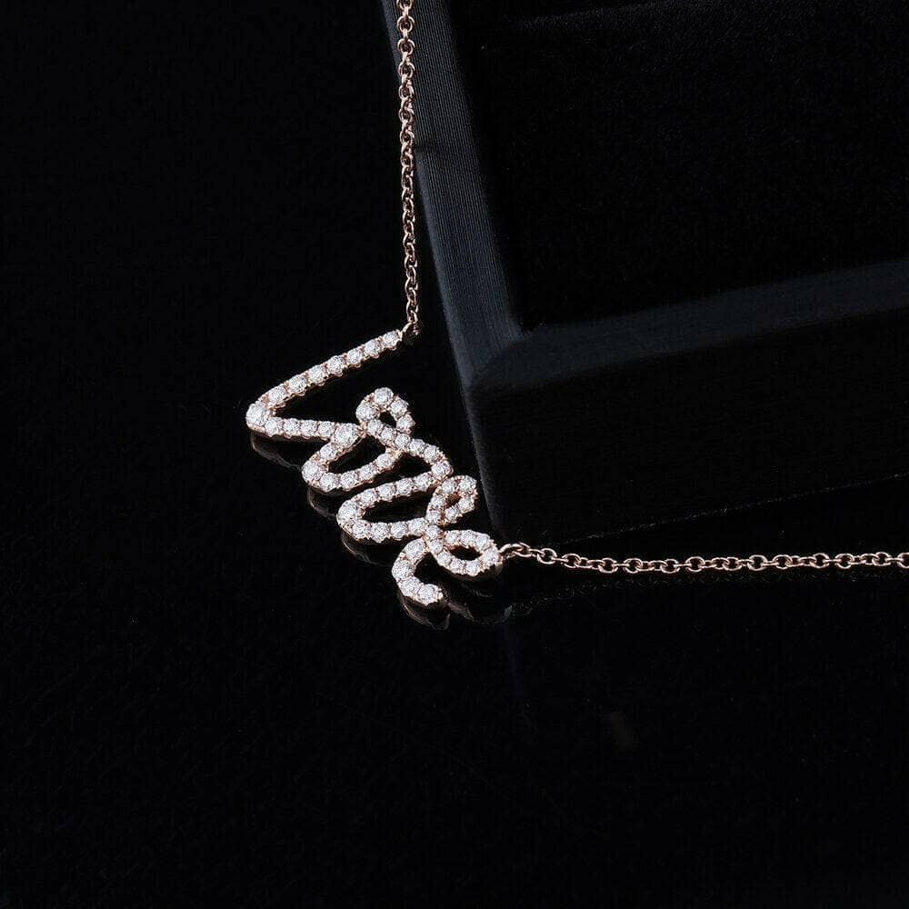 18k Rose Gold Round Diamond Love Pendant Necklace-Evani Naomi Jewelry