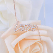 18k Rose Gold Round Diamond Love Pendant Necklace-Evani Naomi Jewelry