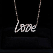 18k Rose Gold Round Diamond Love Pendant Necklace-Evani Naomi Jewelry