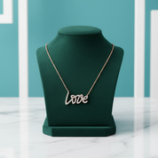18k Rose Gold Round Diamond OptionLove Pendant Necklace