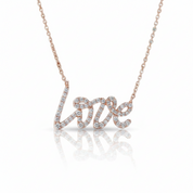 18k Rose Gold Round Diamond Option Love Pendant Necklace