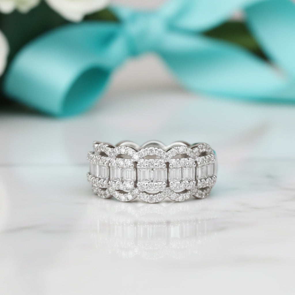 18k Solid Gold Diamond Wedding Band-Evani Jewelry
