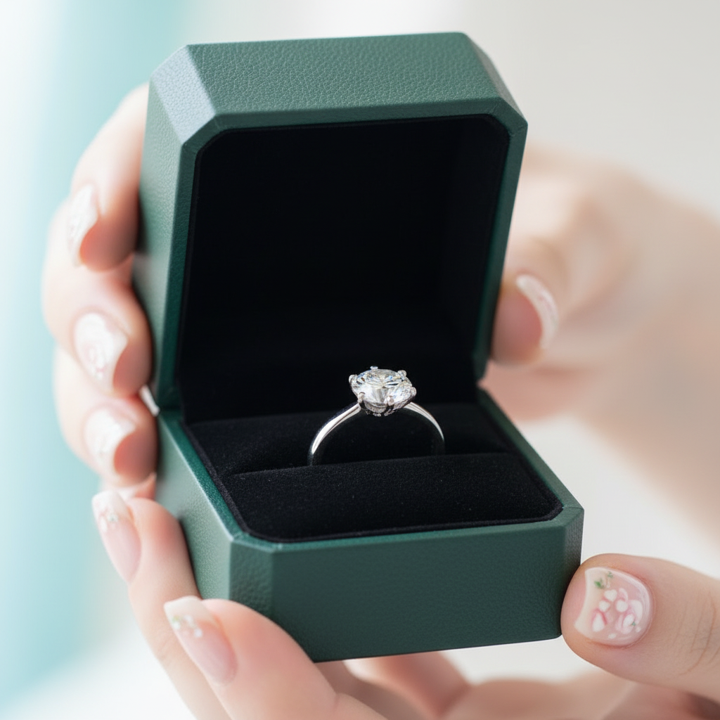 18k White Gold 1.0 Ct Round Cut Diamond Option Engagement Ring