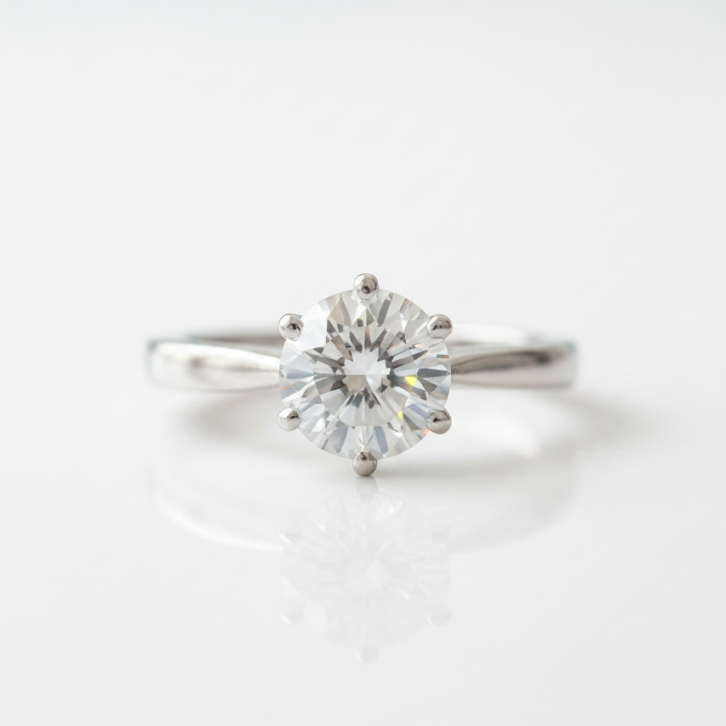 18k White Gold 1.0 Ct Round Cut Diamond Option Engagement Ring