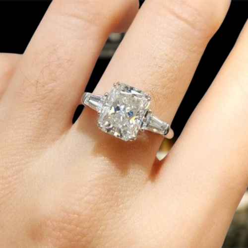 18k White Gold 3.0 Ct Radiant Cut Diamond Engagement Ring-Evani Jewelry