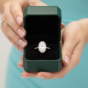 18k White Gold 7.0 Ct Oval Diamond Option Hidden Halo Engagement Ring
