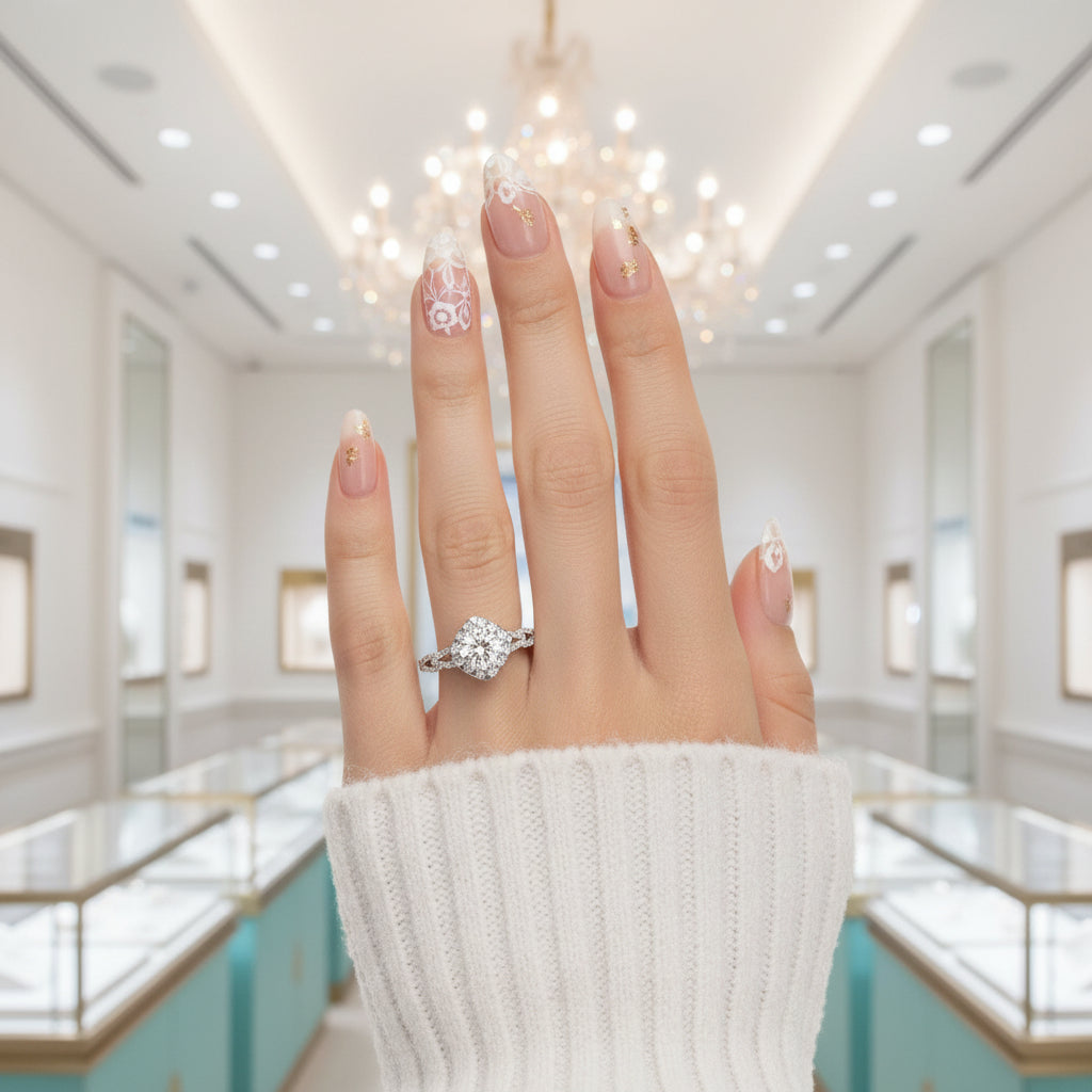 18k White Gold Antique Round Cut Diamond Engagement Ring-Evani Jewelry
