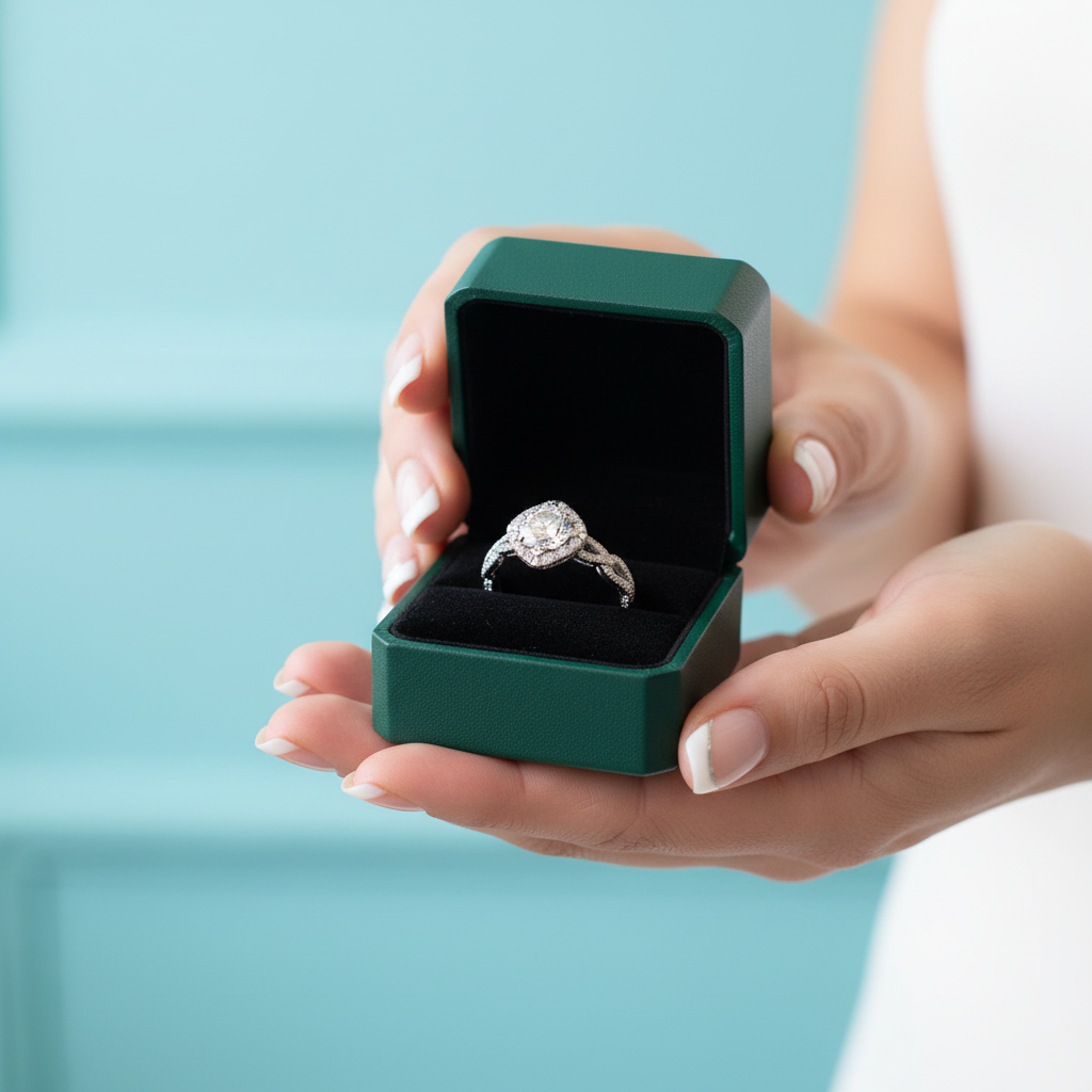 18k White Gold Antique Round Cut Diamond Option Engagement Ring