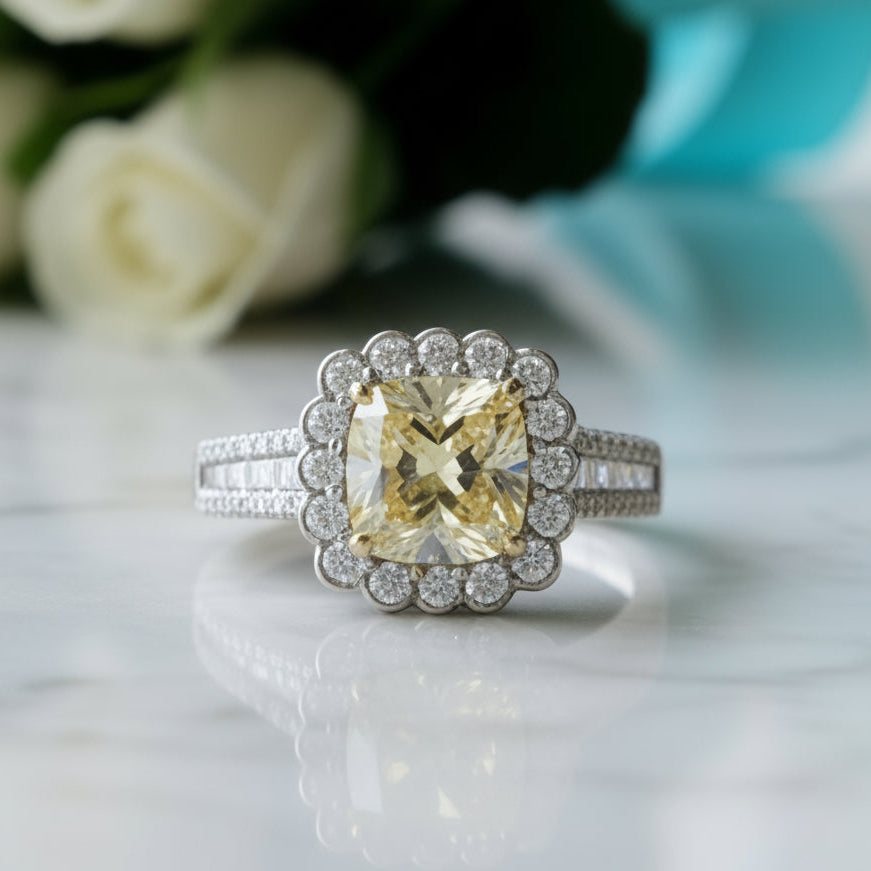 18k White Gold Diamond Engagement Ring-Evani Jewelry