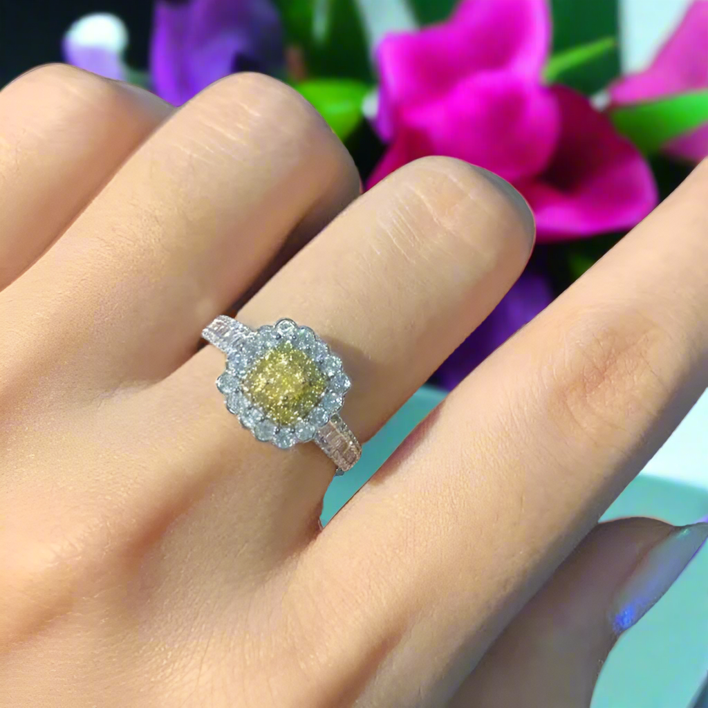 18k White Gold Diamond Engagement Ring-Evani Jewelry