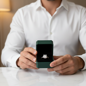 18k White Gold Emerald Cut Diamond Option Hidden Halo Engagement Ring