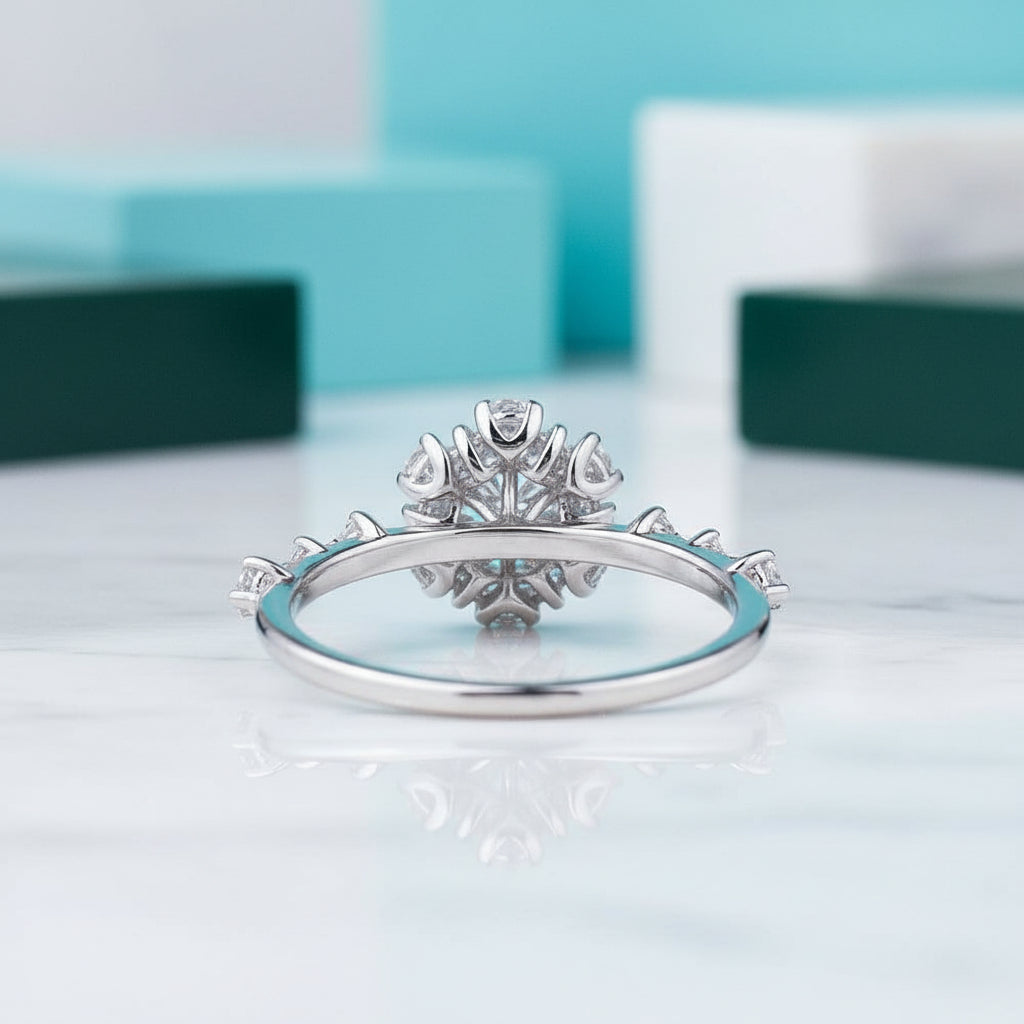 18k White Gold Round Cut Diamond Engagement Ring-Evani Jewelry