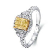 18k White Gold Yellow Cushion Cut Diamond Halo Engagement Ring-Evani Naomi Jewelry