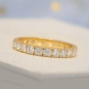 18k Yellow Gold Round Cut Diamond Wedding Band-Evani Naomi Jewelry