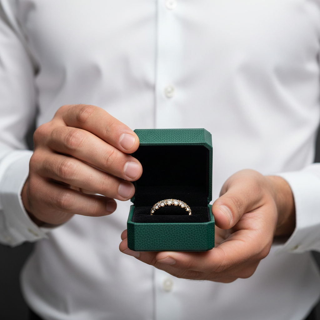 18k Yellow Gold Round Cut Diamond OptionWedding Band - Evani Naomi Jewelry