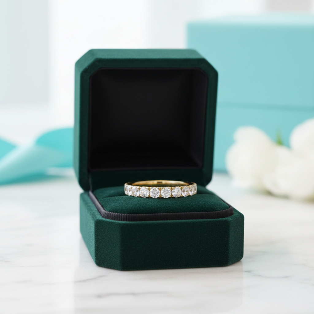 18k Yellow Gold Round Cut Diamond OptionWedding Band - Evani Naomi Jewelry