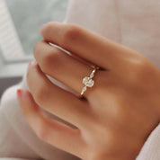 18k Yellow Gold Three Stone Diamond Engagement Ring-Evani Naomi Jewelry