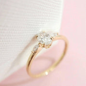 18k Yellow Gold Three Stone Diamond Engagement Ring-Evani Naomi Jewelry