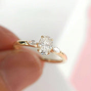18k Yellow Gold Three Stone Diamond Engagement Ring-Evani Naomi Jewelry