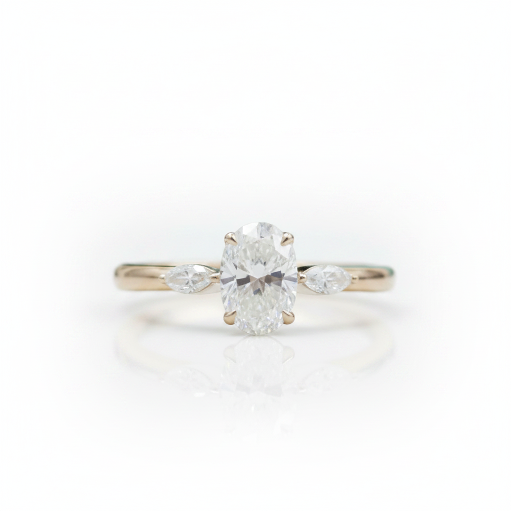 18k Yellow Gold Three Stone Diamond Option Engagement Ring - Evani Naomi Jewelry